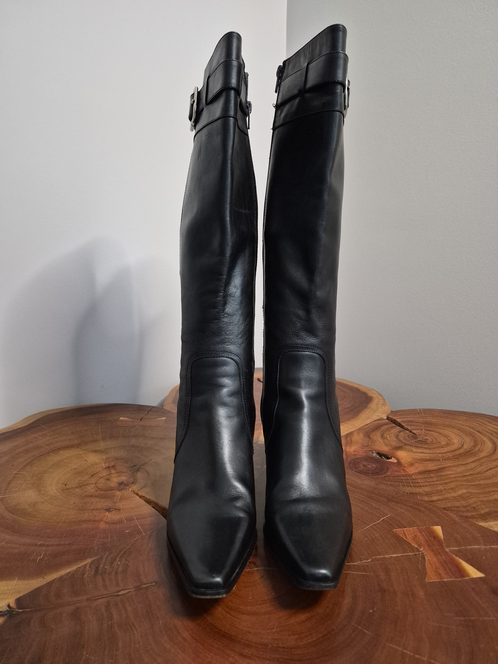 Coach Adrianna Black Leather Knee-High Boots with Buckle - 7.5 - Picture 2 of 8